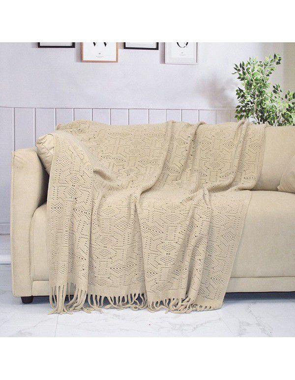 Bohemian office knitting Blanket Sofa blanket air conditioning blanket tapestry tassel blanket homestay bed tapestry Chinese style