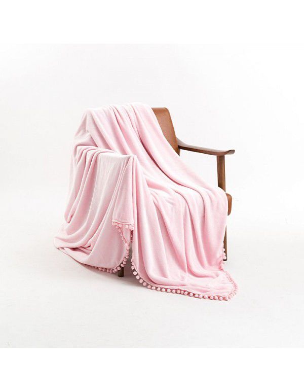 New solid color flannel ball blanket car blanket office nap blanket multifunctional blanket can be customized