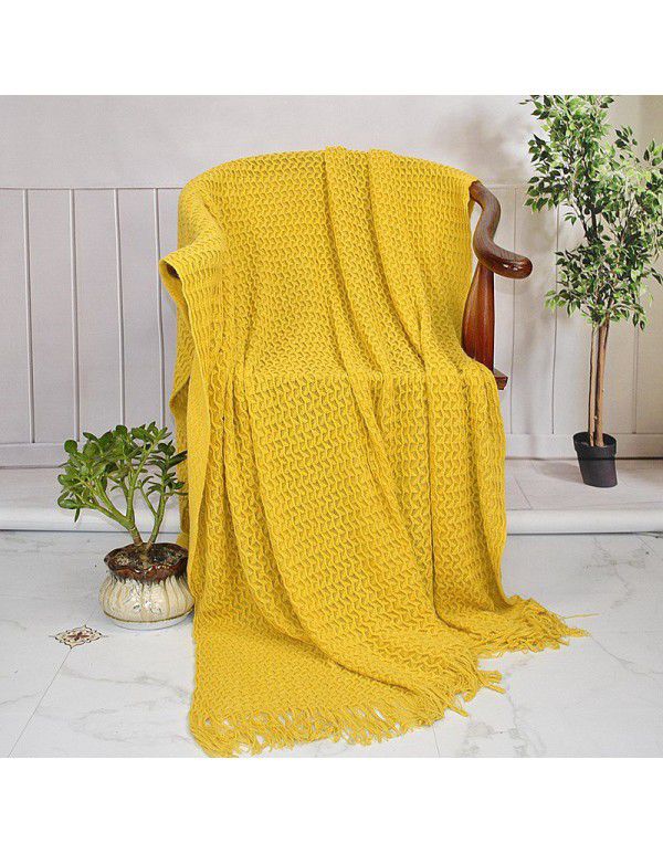 Bohemian Nordic knitted sofa blanket office tassel nap blanket knee blanket bed end blanket
