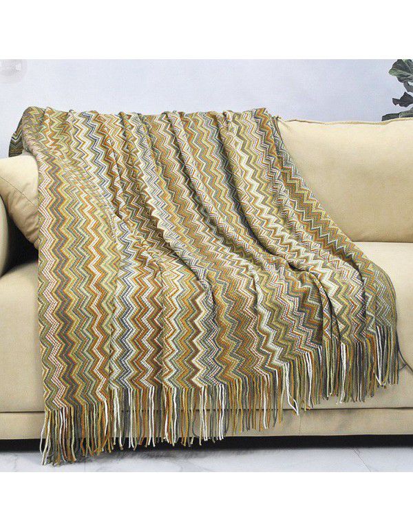 Bohemian knitting blanket office lunch break sofa blanket cover blanket tassel blanket nap blanket bed towel air conditioning blanket