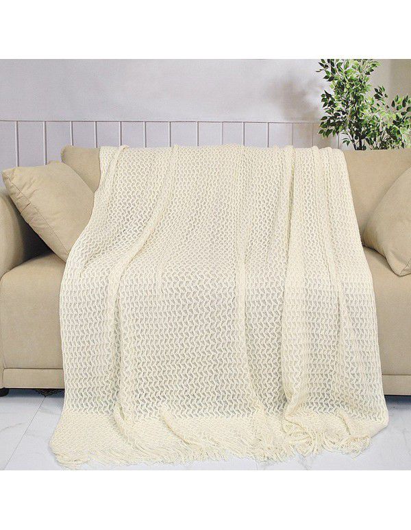 Bohemian Nordic knitted sofa blanket office tassel nap blanket knee blanket bed end blanket