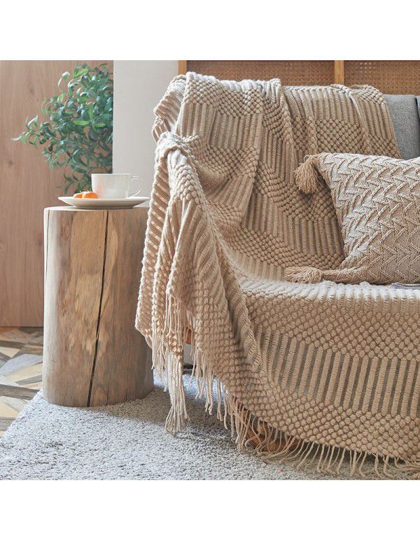 Ins Nordic style simple solid color air conditioning blanket cover blanket sofa blanket office nap blanket home stay decorative blanket thick winter