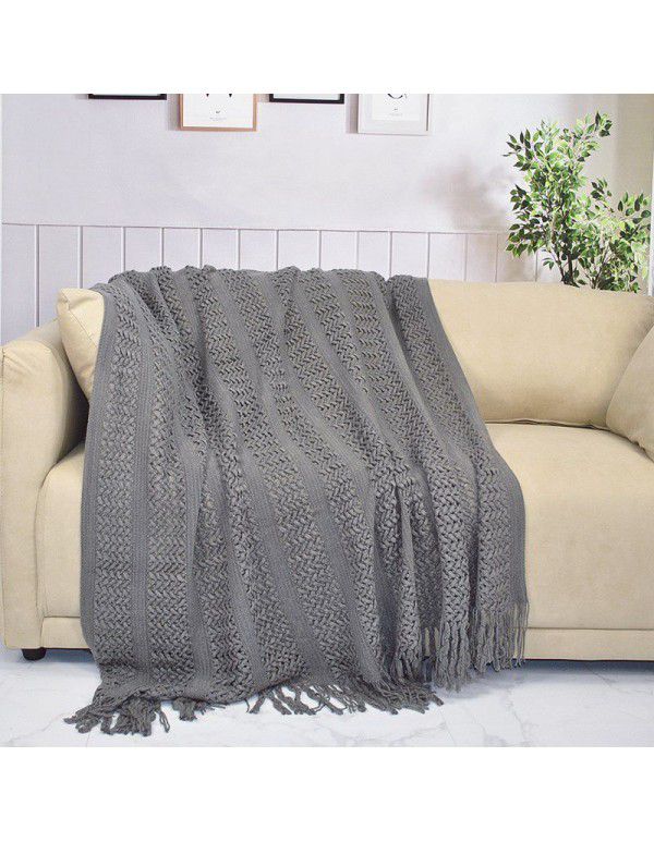 Amazon knitted blanket sofa blanket bed end tapestry wool blanket nap blanket bedroom decorative blanket