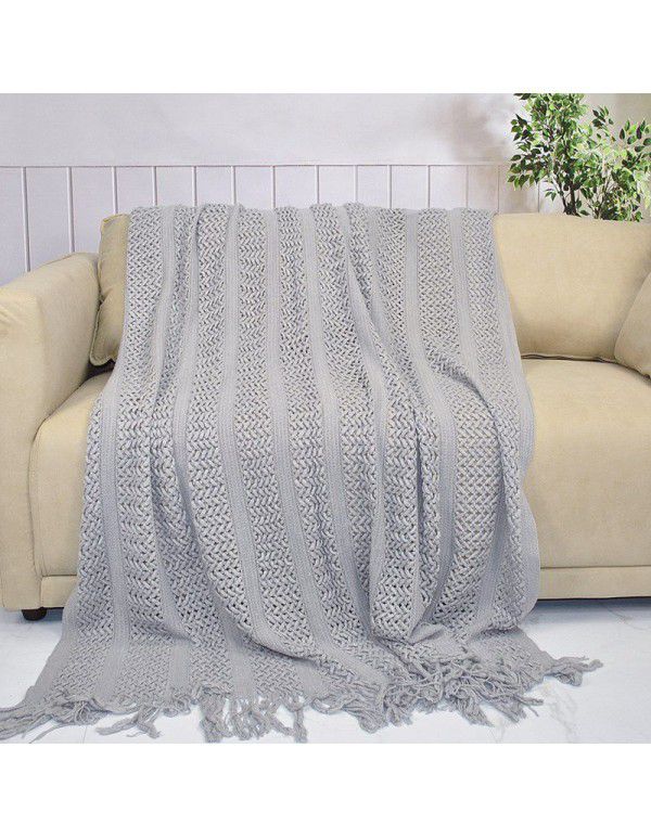 Amazon knitted blanket sofa blanket bed end tapestry wool blanket nap blanket bedroom decorative blanket