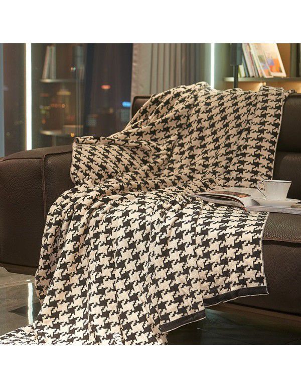 Modern textile knitting black and white thousand bird blanket multi Cotton Blanket Quilt sleeping blanket single air conditioning Blanket Sofa blanket