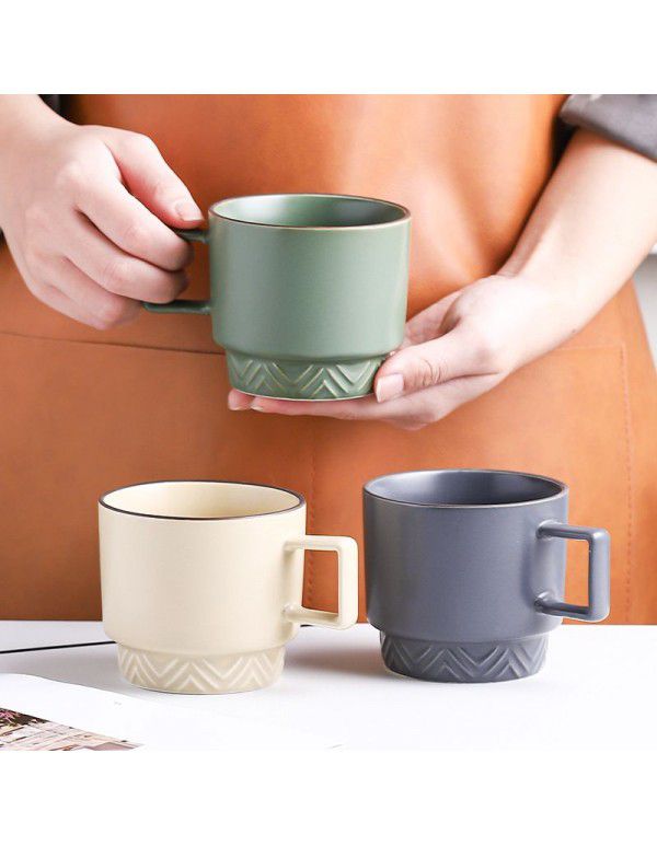 Ceramic mug French Lingge glaze small fresh breakfast cup coffee milk couple water cup