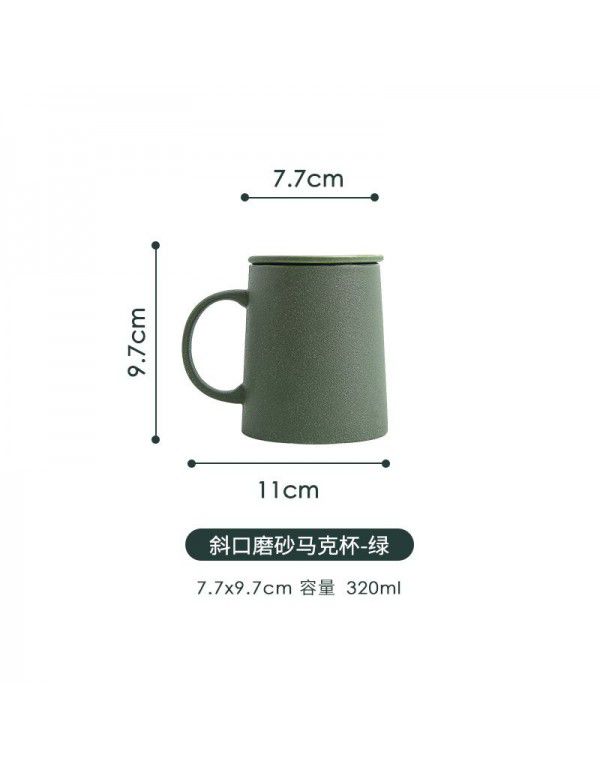 American color glazed frosted ceramic mug with cover simple Coffee Cup Home Office Hotel Restaurant wholesale