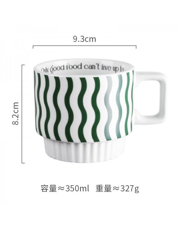 Checkerboard Mug ceramic ins wind net red stacked cup office water cup couple cup coffee cup tea cup