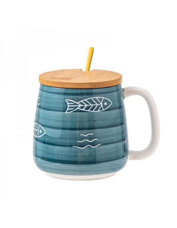 Ceramic mug Japanese hand-painted afternoon tea cup underglaze color breakfast coffee milk couple gift box set cup
