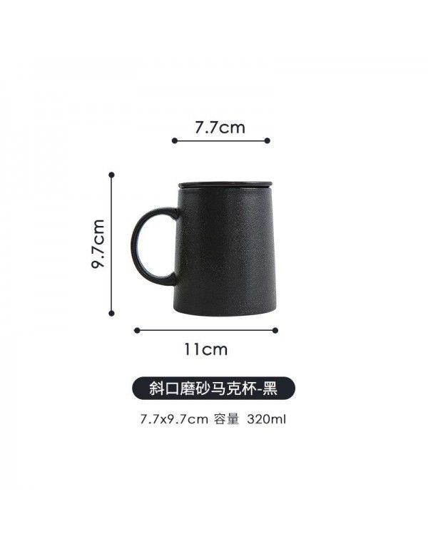American color glazed frosted ceramic mug with cover simple Coffee Cup Home Office Hotel Restaurant wholesale