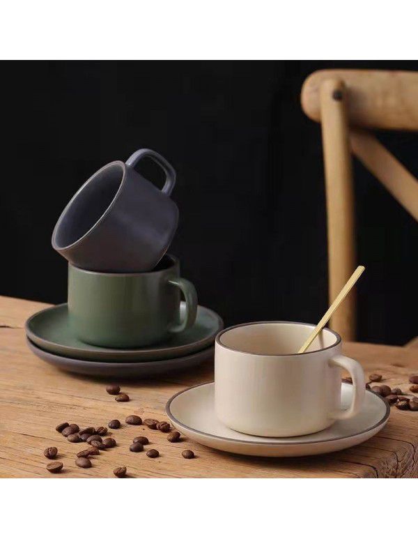 Ceramic coffee cup ins home office afternoon tea mug Amazon Simple coffee cup dish logo set