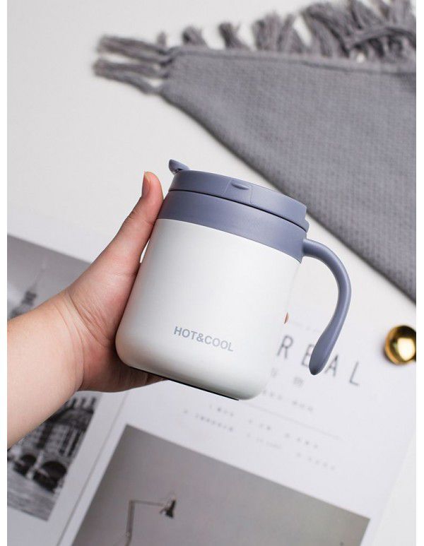 Coffee Mug women's portable small exquisite stainless steel office water cup with cover and handle men's and women's accompanying cup